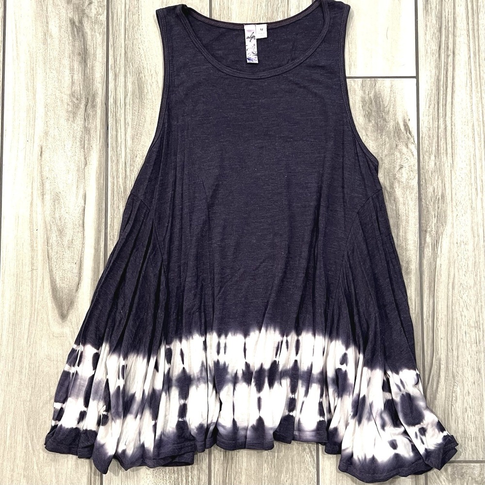 Alya Tank Top Women Medium Purple Excellent Tie Dye Swing Pleated Sleeveless